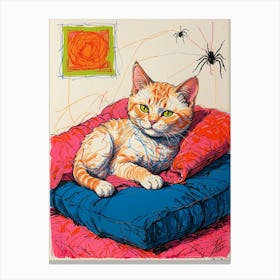 Cat On A Pillow Canvas Print