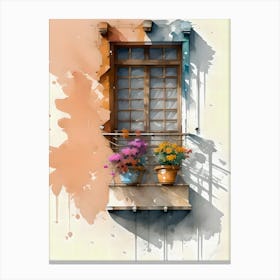 Abstract Balcony With Geraniums On Gran Canaria Canvas Print