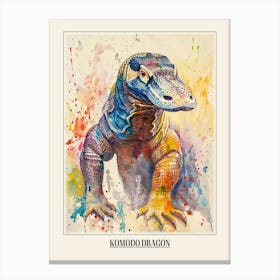 Komodo Dragon Colourful Watercolour 3 Poster Canvas Print