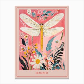 Floral Animal Painting Dragonfly 3 Poster Canvas Print