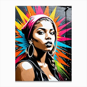 Graffiti Mural Of Beautiful Hip Hop Girl 62 Canvas Print