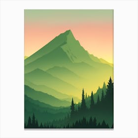 Misty Mountains Vertical Composition In Green Tone 57 Canvas Print