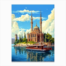 Ortaky Mosque Pixel Art 8 Canvas Print