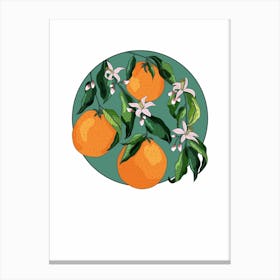 Circular Mofit Orange Blossom Flowers Canvas Print