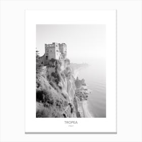 Poster Of Tropea, Italy, Black And White Photo 2 Canvas Print