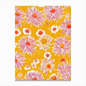 Yellow Coneflower Floral Print Retro Pattern 1 Flower Canvas Print