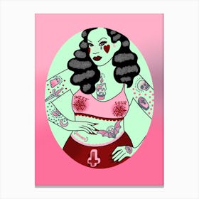 Sweet And Sour Pink Curvy Pin Up Canvas Print