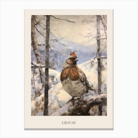 Vintage Winter Animal Painting Poster Grouse 2 Canvas Print