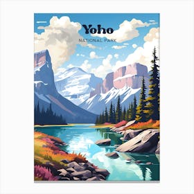 Yoho National Park Canada Summer Travel Art Illustration Canvas Print