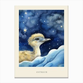 Baby Ostrich 2 Sleeping In The Clouds Nursery Poster Canvas Print