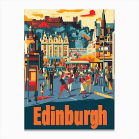 Aihrgdesign A 1970s Inspired Travel Poster For Edinburgh Canvas Print