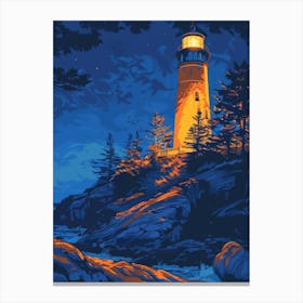 Lighthouse At Night 13 Canvas Print