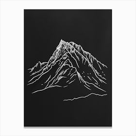 Geal Charn Alder Mountain Line Drawing 4 Canvas Print