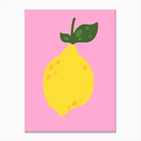 Lemon On A Pink Background Print Canvas Print
