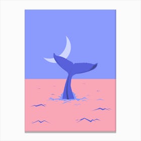 Whale Tail and moon Canvas Print