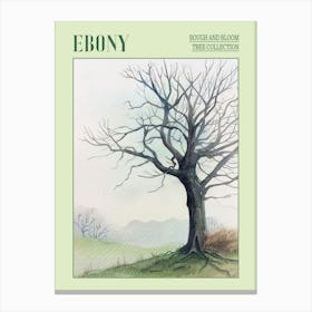 Ebony Tree Atmospheric Watercolour Painting 3 Poster Canvas Print