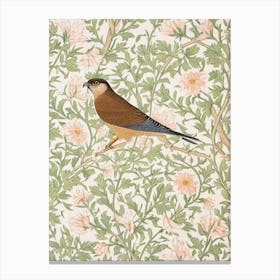 Eurasian Sparrowhawk 2 William Morris Style Bird Canvas Print