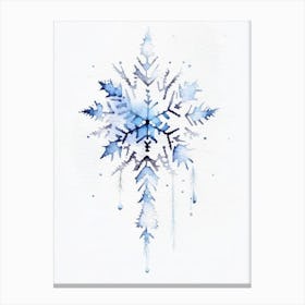 Crystal, Snowflakes, Minimalist Watercolour 3 Canvas Print