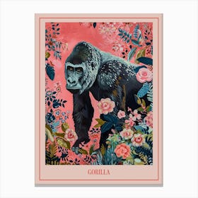 Floral Animal Painting Gorilla 1 Poster Canvas Print