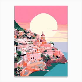 Positano In Risograph Style 1 Canvas Print