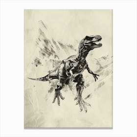 Baryonyx Dinosaur Paint Smear Illustration Canvas Print