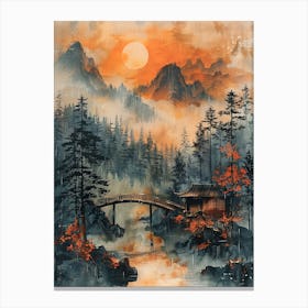 Antique Chinese Landscape Painting Art 1 Canvas Print