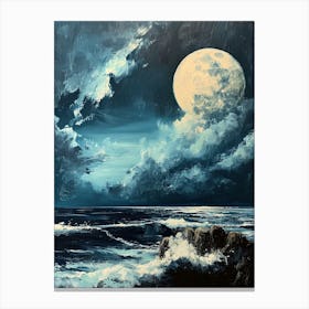 Full Moon Over The Ocean 1 Canvas Print