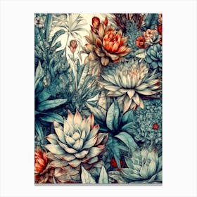 Succulents And Flowers  nature flora Canvas Print