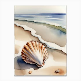 Seashell on the beach, watercolor painting 12 Canvas Print