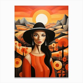 Woman In A Hat 3 Canvas Print