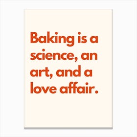 Baking Science Kitchen Typography Cream Red Canvas Print