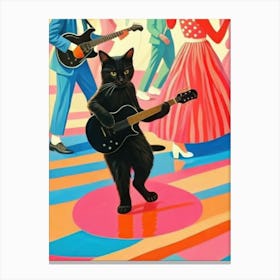 Black Cat Playing Guitar Canvas Print