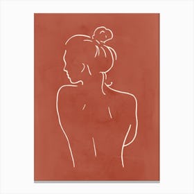 Female Body Sketch 5 Terracotta Canvas Line Art Print