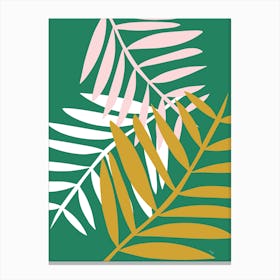 Palm Leaves in Green Canvas Print