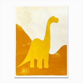 Mustard Linocut Dinosaur Silhouette 4 Canvas Print