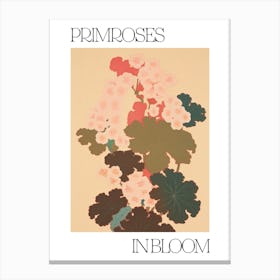 Primroses In Bloom Flowers Bold Illustration 4 Canvas Print