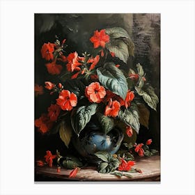 Baroque Floral Still Life Impatiens 3 Canvas Print