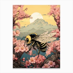 Bumblebee Animal Drawing In The Style Of Ukiyo E 1 Canvas Print