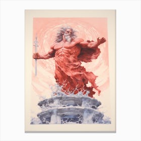  A Drawing Of Poseidon In The Style Of Neoclassical 3 Canvas Print