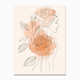 Boho Line Art Bloom Body Art Canvas Print