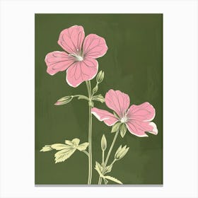 Pink & Green Geranium Canvas Print