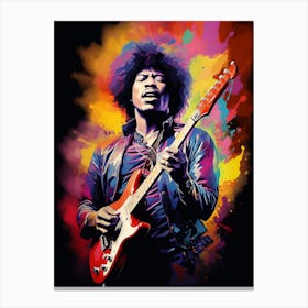 Jimi Hendrix Colourful 3 Canvas Print