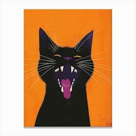 Black Cat Yawn Canvas Print