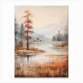 Lake In The Woods In Autumn, Painting 20 Canvas Print