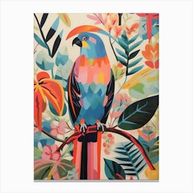 Colourful Scandi Bird Parrot 3 Canvas Print