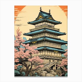 Nagoya Castle, Japan Vintage Travel Art 2 Canvas Print