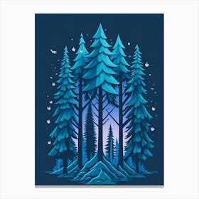 A Fantasy Forest At Night In Blue Theme 2 Canvas Print