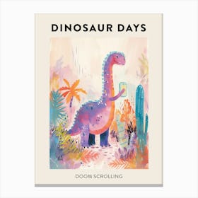 Doom Scrolling Dinosaur Poster Canvas Print