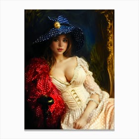 coquette dress polka dots girl woman in a dress at night 1 Canvas Print
