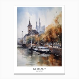 Frankfurt, Germany 3 Watercolor Travel Poster Canvas Print